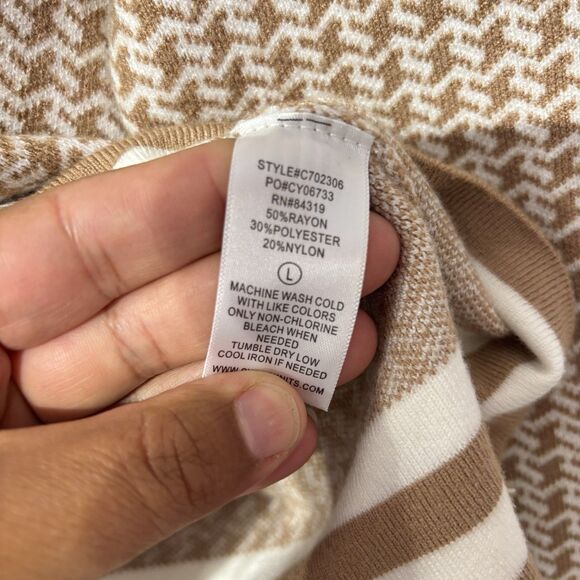 Cyrus Houndstooth cardigan Tan/Cream size Large Button Front - Picture 4 of 5